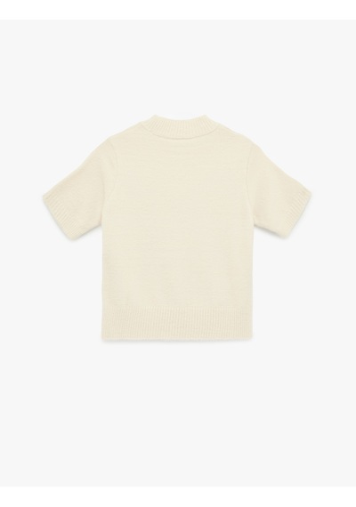 Koton Regular Fit Kısa Kollu Dik Yaka Triko Kazak Ekru 6sak90081ht Ekru