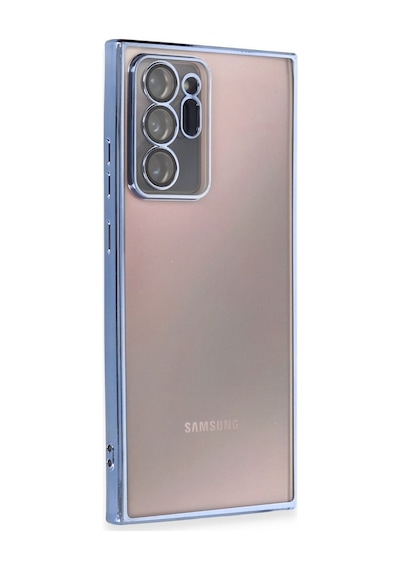 Samsung Galaxy  Uyumlu,  Note 20 Ultra Kılıf Razer Lensli Silikon - Açık Mavi