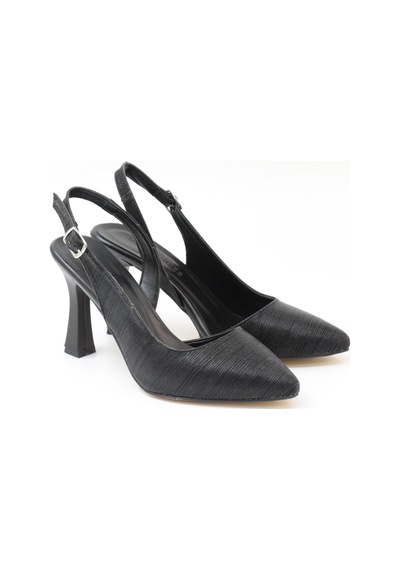 Nesilshoes Nesil Shoes Tam 181 Siyah Simli Topuklu Kadın Sandalet