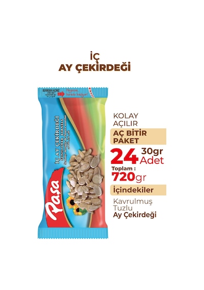 Paşa Kuruyemiş İşlenmiş İç Ay Çekirdeği 24 x 30 G