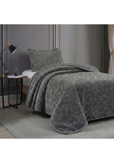 Soft Battaniye Tek Kişilik 180 X 240 Antrasit Yastık Kılıfı Hediyeli