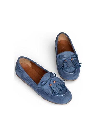 Fox Shoes Y996271002 Mavi Süet Püskül Detaylı Kadın Babet Mavi