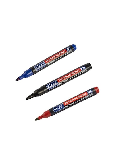 Kraf Permanent Marker Koli Kalemi 3lü Set 220 Çok Renkli