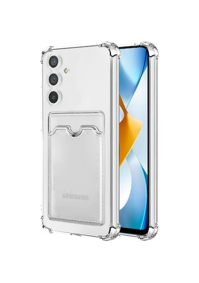 Samsung Samsung Uyumlu Galaxy A34 Kapak Kamera Korumalı Kartlıklı Darbe Emici Özellikli Şeffaf Silikon Kılıf