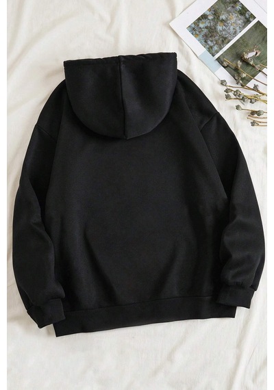 From You Baskılı Oversize Sweatshirt Siyah