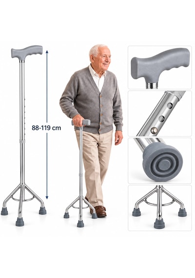C3 Üç Ayaklı Baston 10 Kademeli Ayarlanabilir Denge Bastonu Tripod