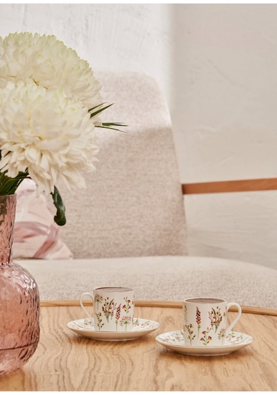 Bella Maison Flores Porselen 2'li Kahve Fincanı Seti 90 Cc Çok Renkli
