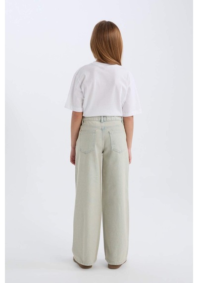 Defacto Wide Leg Geniş Paça Jean Pantolon Kız Çocuk D9128A825SP Mavi