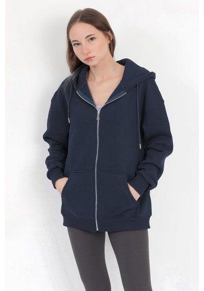 Giysa Kadın Indigo Fermuarlı Şardonlu Kapüşonlu Oversize Sweatshirt - 9015 - 264401 Indigo Giysa Kadın Indigo Fermuarlı Şardonlu Kapüşonlu Oversize Sweatshirt - 9015 - 264401 Indigo