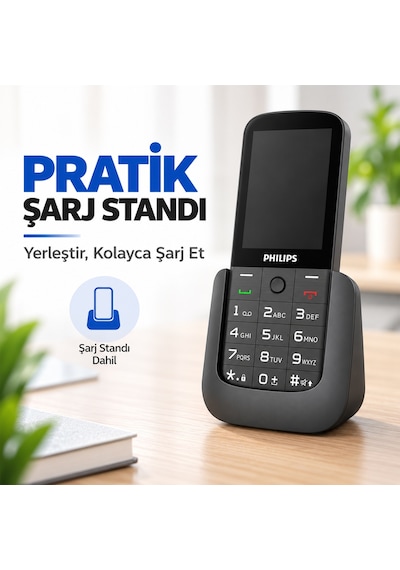 Philips Xenium E227 Kameralı Çift SIM Kartlı Tuşlu Cep Telefonu Siyah