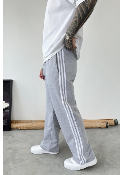 Gri Şerit Detaylı Baggy Eşofman