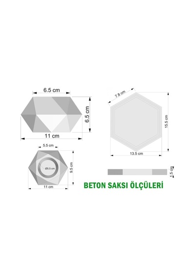 Yapay Çiçek Deposu Handmade Beton Saksı 2li Set 6.5 Cm Model-13 Taş Rengi