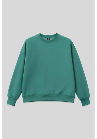 Deniz Yeşili Basic O Yaka Oversize Kadın Sweatshirt - 97053 Yeşil