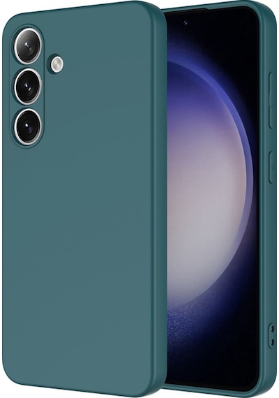Samsung Galaxy Uyumlu S25 Kılıf Lansman İçi Kadife Kamera Korumalı Mara Silikon Kılıf-koyu Yeşil