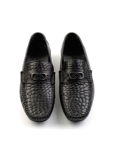 Bambi Siyah Hakiki Deri Erkek Loafer Ayakkabı E01757714803 Siyah