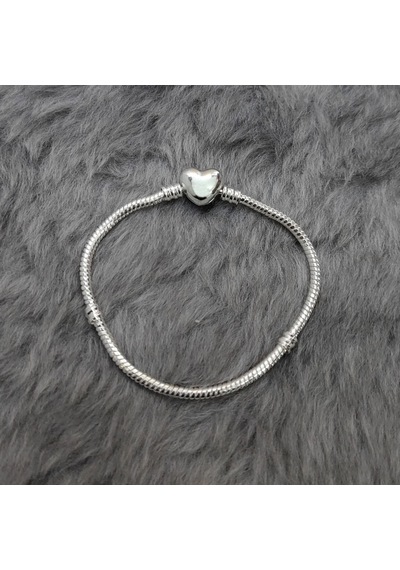 Chavin Gümüş Kaplama 19 cm. Charm Kalp Bileklik eh01by-19 Gri