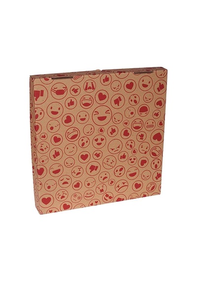 26 CM Emoji Baskılı Pizza Kutusu (26 x 26 x 4)  300 Adet