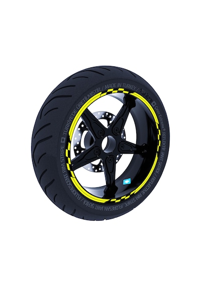 Moto GP Yarış Bayraklı Floresan Sarı Jant Şeridi Sticker Çınar Extreme