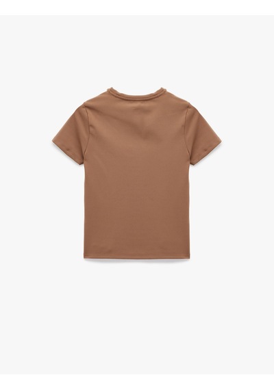 Koton Slim Fit Kısa Kollu Bisiklet Yaka Spor Tişört Vizon 6wak10154nk 02x