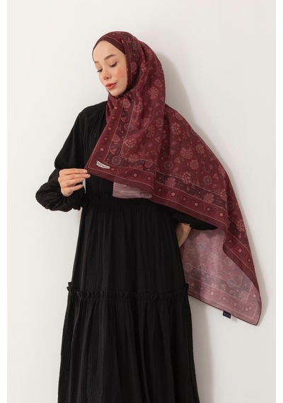 Mimiyum Soft Şal Çini Desenli Bordo