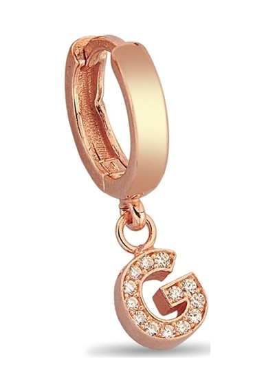 G Harfi Sallantılı 925 Ayar Gümüş Rose Tek Küpe - 12079702 Rose Gold