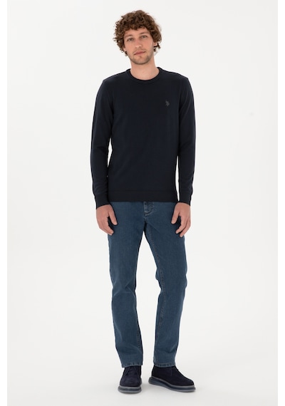U.S. Polo Assn. Erkek Slim Fit Bisiklet Yaka Lacivert Basic Kazak 50313713-VR033