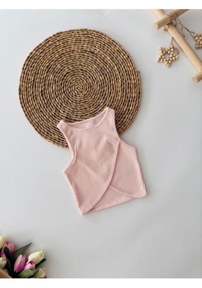 Miniğimin Cicileri Asimetrik Kesim Kız Çocuk Crop - Pembe
