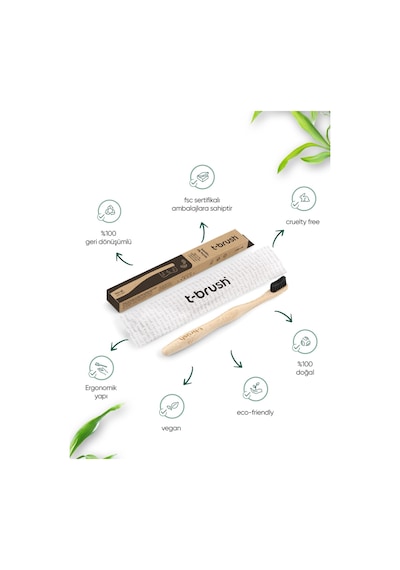 Tbrush Koyugri Bambu Diş Fırçası - Medium(orta Sert) + Diş Fırçası Saklama / Taşıma Kabı
