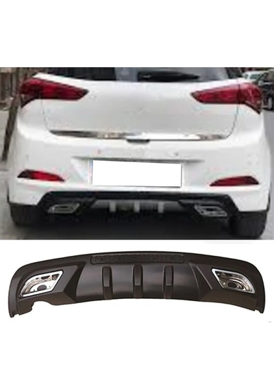 Hyundai İ20 Uyumlu Difüzör Difizör Siyah + Kare Egzoz Görünüm C Tip