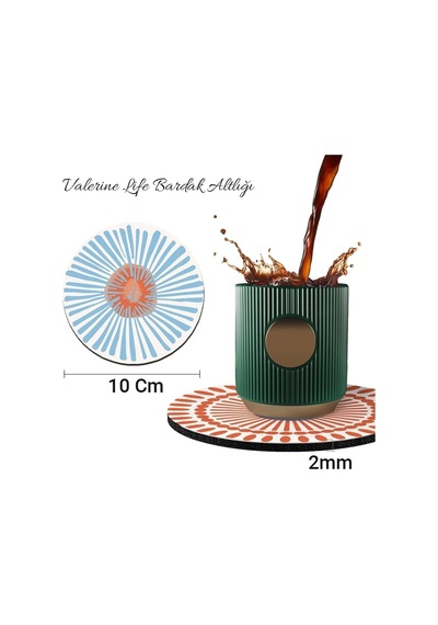 Valerine Life Yıkanabilir Kaymaz Ofis Çay Ve Kahve Fincan Bardak Altlığı 10x10cm 6 Adet Model No.503 Siyah