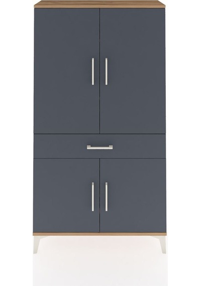 Arges Dolap 4 Raflı Tek Çekmeceli 4 Kapaklı 88x30x163 Çam-ant... Çam
