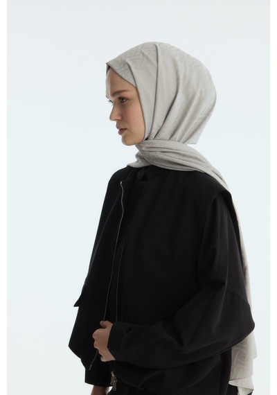 Mirsoy Scarf İpeksi Jakar Şal Sarmaşık Desen Gri