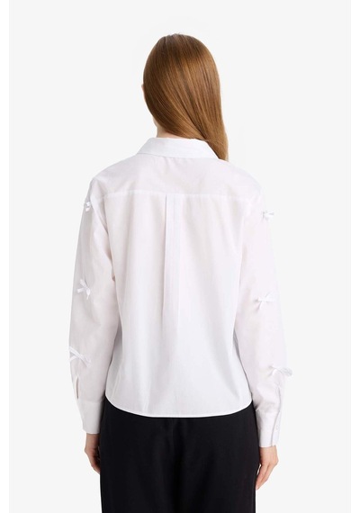Defacto Regular Fit Poplin Uzun Kollu Tunik F2724ax25spwt34 Beyaz