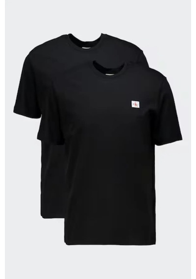 Calvin Klein Ss Woven Label Tee 2, Vaw Siyah 2'li Erkek T-shirt