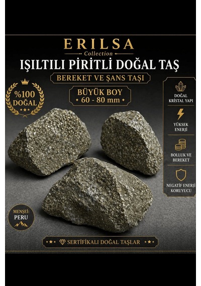 Sertifikalı Işıltılı Pirit Taşı Kütle 60-80 Mm Büyük Boy Koleksiy