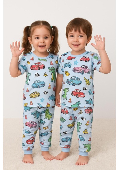 Isobel Kids Araba Desenli Pijama Takım Mavi