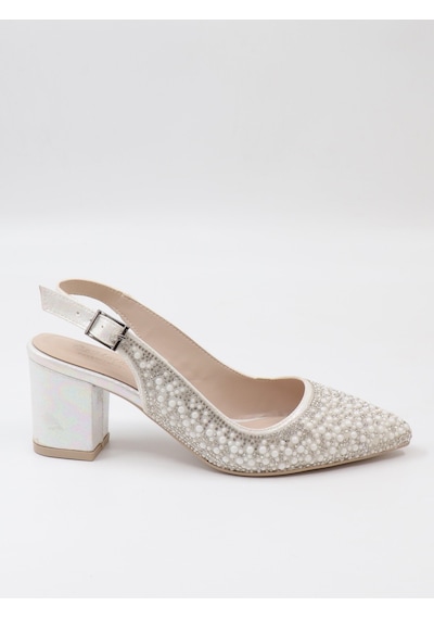 Nesilshoes Nesil Shoes Özma 7006-2 Sedef Taşlı Kadın Sandalet