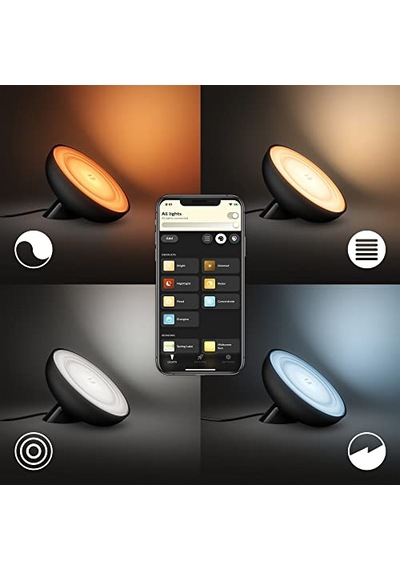 Bloom V4 Siyah Akıllı Led Masa Lambası, Bluetooth Özellikli Çok Renkli