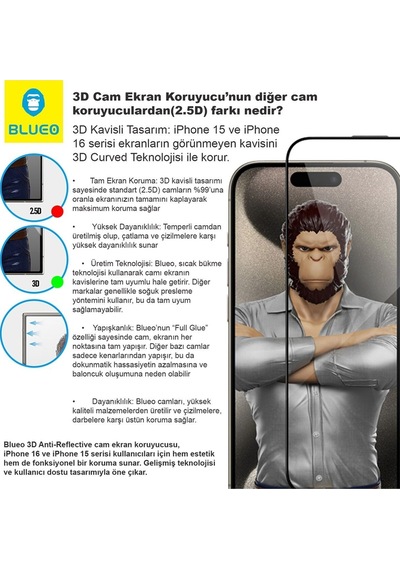 Apple Uyumlu   iPhone 17 / 17 Pro Uygulama Aparatlı 3d Kavisli İnce Tam Kaplayan Hd Cam Ekran Koruyucu