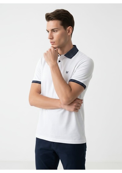 Giyim Dünyası Erkek Polo Yaka Kısa Kol Tshirt Beyaz