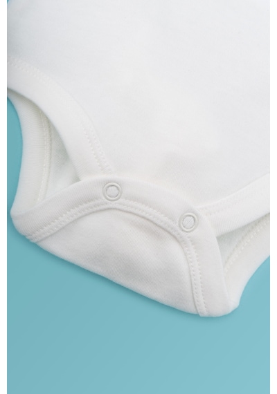 Novibaby 3'lü Bebek Atlet Body Zıbın Çıtçıtlı Ekru 100% Pamuk Ekru