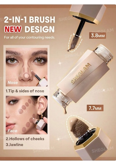Sheglam Precision Sculpt Sıvı Kontur Duo Hassas Uygulama İçin Çift Uçlu Aplikatör İle Makyaj Makyaj Setleri Warm Honey