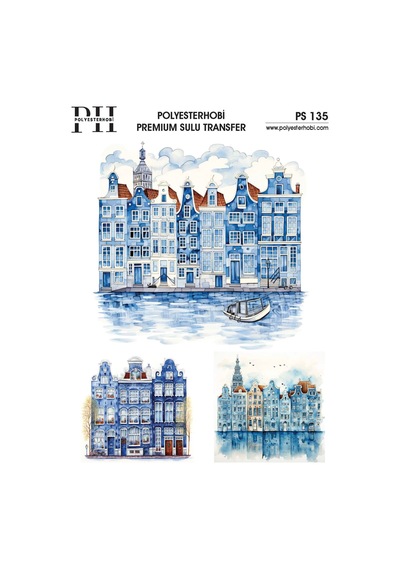 Polyesterhobi Premium Sulu Transfer 25x35 Cm Blue Blanc Desenli Ps 135
