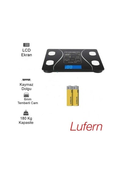 Bluetooth Özellikli Akıllı Tartı Kilo Vücut Yağı Su Oranı Kas Kütlesi Protein Oranı Kemik Kütlesi Çok Renkli