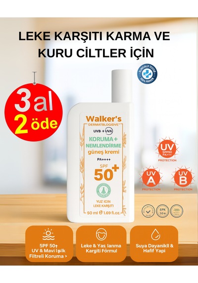 Walker's Vitamins Spf50+ Leke Karşıtı Çok Yüksek Korumalı Yüz Güneş Kremi -