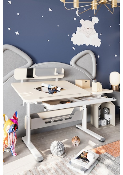 Vega Standart Yükseklik Ve Eğim Ayarlı, Çekmeceli Bilgisayar Masası, Ofis Ve Çalışma Masası Gri Gri Vega Standart Yükseklik Ve Eğim Ayarlı, Çekmeceli Bilgisayar Masası, Ofis Ve Çalışma Masası Gri Gri
