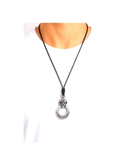 Kore İp Askılı Ve Krom Çelik Kaplamalı Unisex Tribal Kolye Kkrm-04 Gümüş8