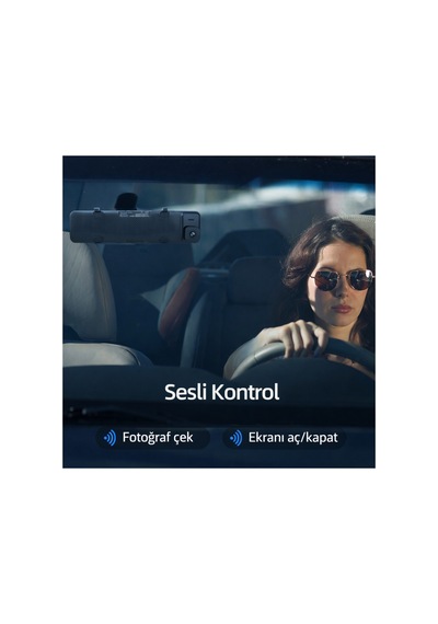 4k Aı Voice Dash Cam Çift Kamera, 12 Lcd, Arka Görüş + Wi-fi Aı Sesli Kontrol