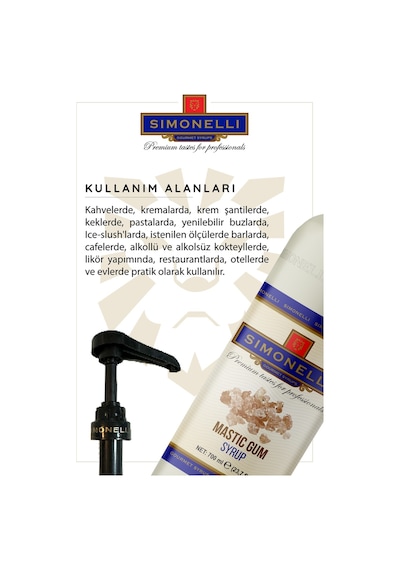 Simonelli Kahve ve Kokteyl Şurubu Damla Sakızı Aromalı 700 ML + Pompa