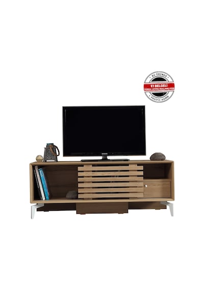Lulu Metal Ayaklı Tv Ünitesi 125Cm / Sürgülü Kapaklı Tv Sehpası